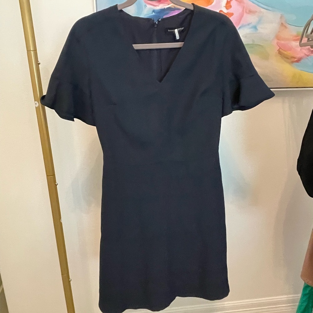 Banana‎ Republic Black Mini Dress with Ruffle Sleeves Small work casual date